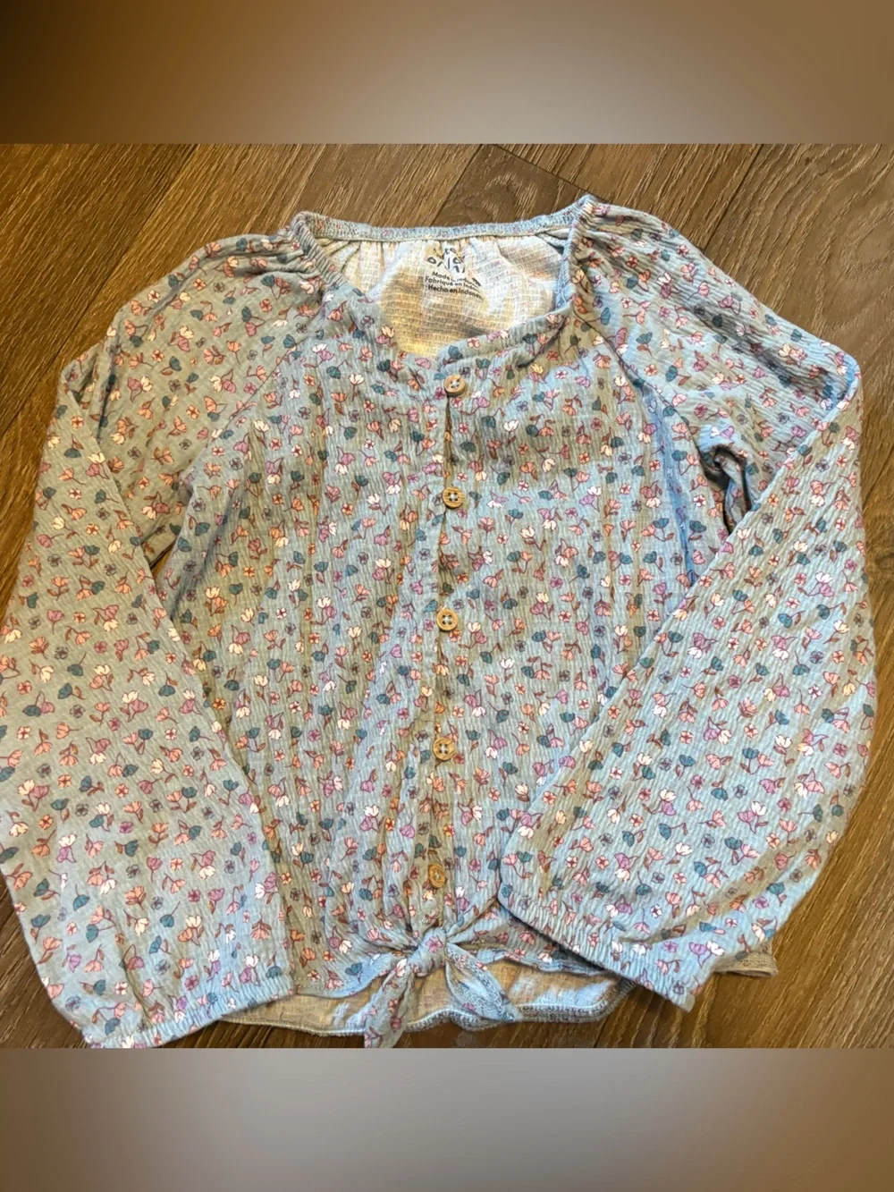 Carter's Light Blue Floral Button-Front  Top